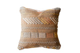 Handcrafted cactus silk pillow with geometric patterns in earthy tones, 16x16.