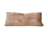 Sabra silk lumbar pillow with woven zigzag and striped patterns in natural earth tones, 10x24.