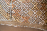 Cactus silk pillow showing geometric patterns in beige, peach, and ivory with a zig-zag edge.