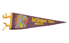 Vintage Mohawk Trail Massachusetts Felt Flag Banner // ONH Item 2745