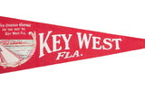 Vibrant red felt banner featuring white 