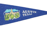 Vintage Austin Texas felt pennant with white lettering and capitol building detail.