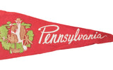 Pennsylvania white script and colorful Amish family graphic on vintage red felt.