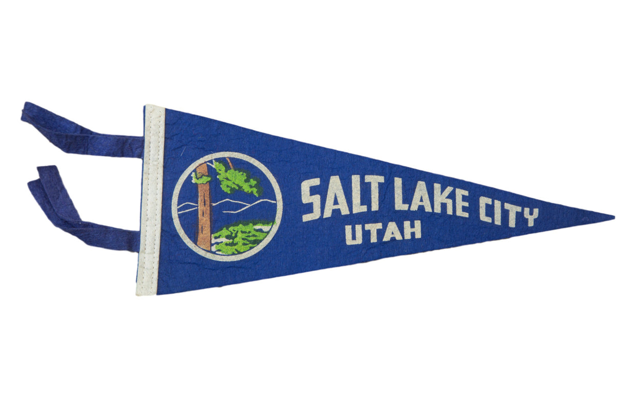 Vintage Salt Lake City Utah Felt Flag Banner // ONH Item 2767