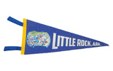 Vintage blue felt Little Rock, Ark. banner with downtown graphic, 5x12 inches.