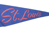 Red 'St. Louis' script contrasting on navy blue felt banner.