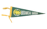 Rare Vintage New York Botanical Garden green felt banner, yellow trim, flower graphic.
