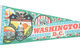 Vintage Washington DC felt banner showing eagle, Capitol, White House, and star border.