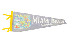 Vintage Miami Beach Florida Felt Flag Banner // ONH Item 2797