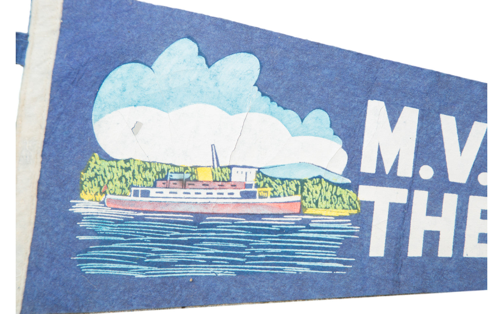 Vintage MV MT Washington The Weirs NH Felt Flag Banner // ONH Item 2801 Image 1