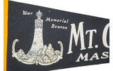 White War Memorial Beacon graphic and lettering on dark grey felt banner, yellow edge.