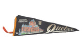 Vintage Quebec felt pennant banner, Chateau Frontenac in black, blue, cream. 8x26 inches.