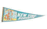 Vintage New York Aquarium felt banner in blue-green with a graphic orange sea lion.