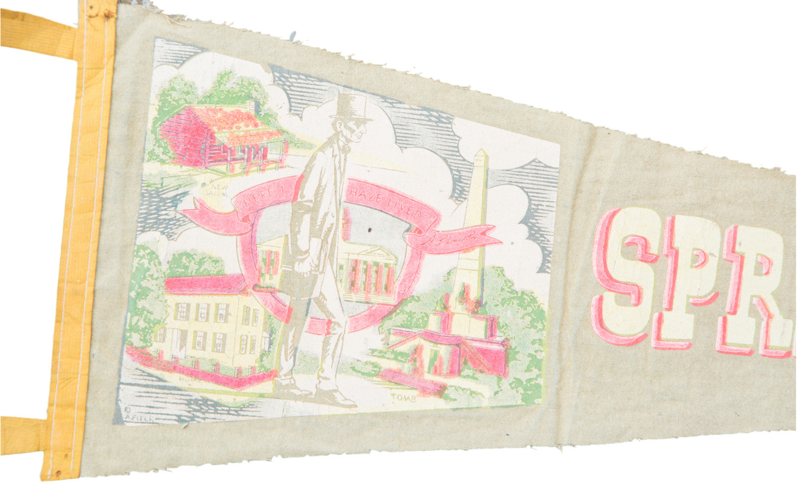 Vintage Springfield Illinois Felt Flag Banner // ONH Item 2812 Image 1