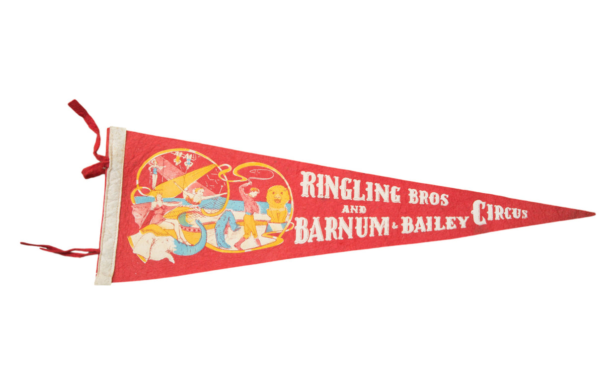 Vintage Ringling Bros and Barnum and Bailey Circus Felt Flag Banner // ONH Item 2816