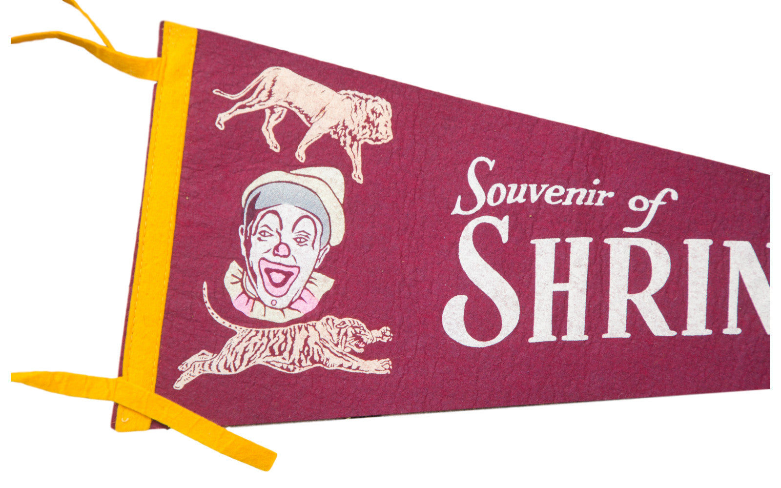 Fanion Souvenir Shrine Circus Michigan – Feutre Rouge Et Jaune, Vintage