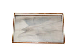 Large stained glass valet featuring opaque white marble pattern, clear waterglass, and copper frame.