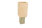 Modern Concrete Table Lamp, light maple wood veneer shade, speckled grey base, 4.5x13 inches.
