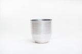 Modern Aluminum Planter, hand-spun, silver with a brushed texture, 8 inches.