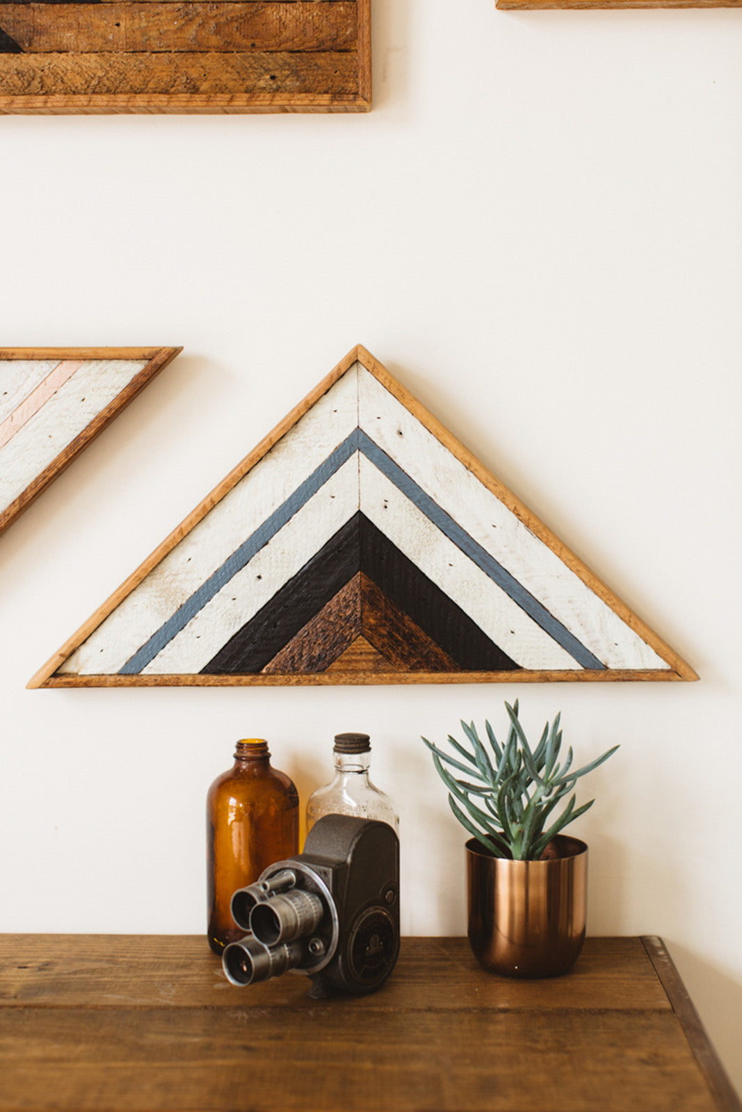 Reclaimed Wood Art Triangle Pink // ONH Item 2874 Image 1