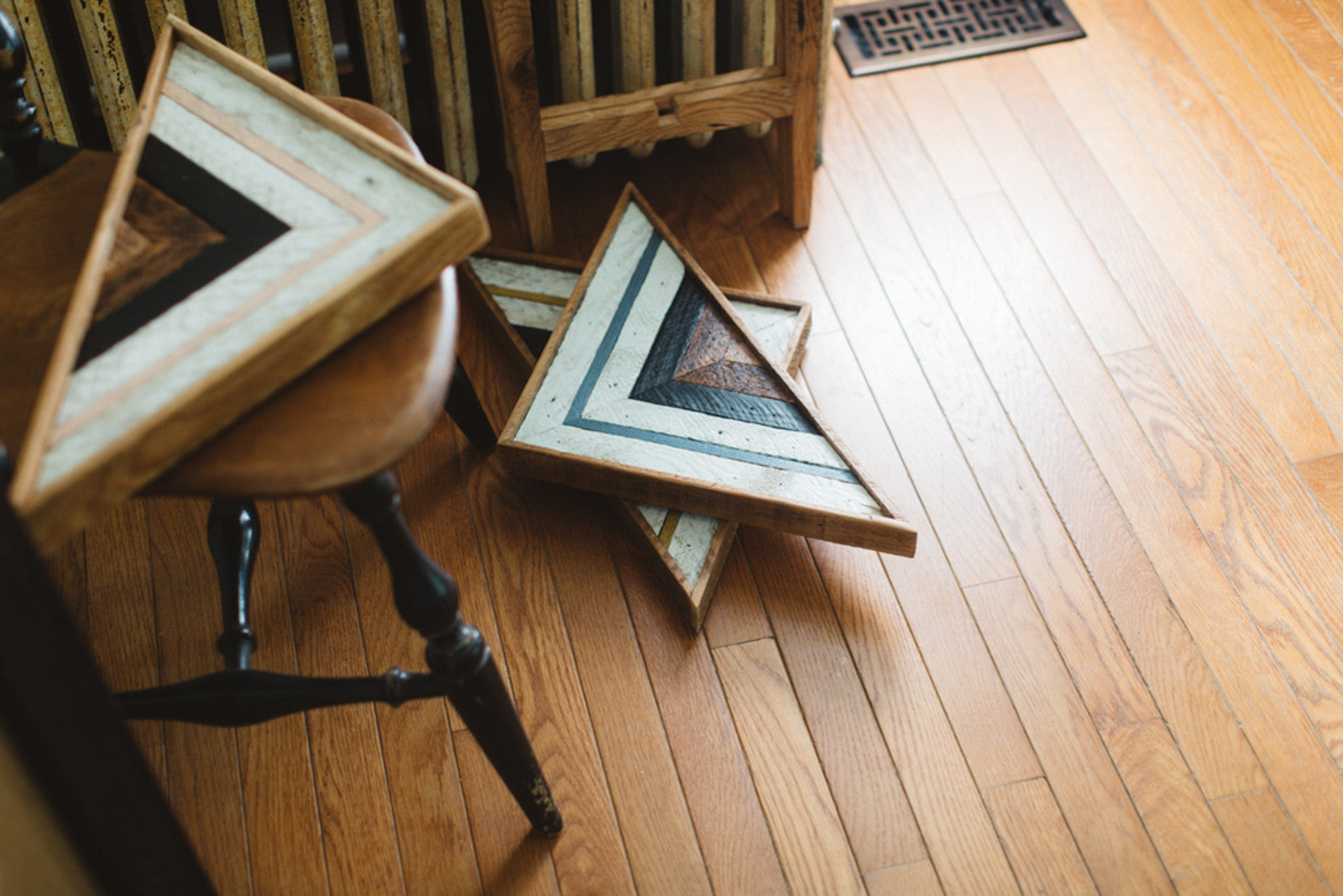 Reclaimed Wood Art Triangle Blue // ONH Item 2875 Image 1