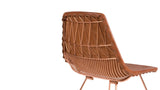 Camel orange hand-sewn leather pad on a copper Lucy Chair frame.