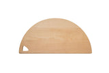 EVN STVN maple wood semi-circle cutting board, 16-inch wide, with triangular cutout.
