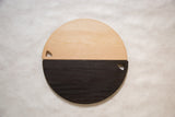 EVN STVN maple semi-circle cutting boards, light and dark wood, forming a 16-inch circle.