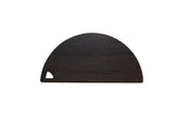 EVN STVN charcoal ebonized oak semi-circle cutting board with cutout handle.