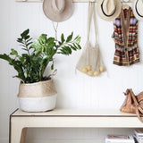 LG White Dipped Belly Basket, highlighting its woven seagrass texture and contrasting white base.