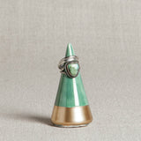 Emerald Ring Holder, minimalist cone-shaped green porcelain with gold leaf. 2