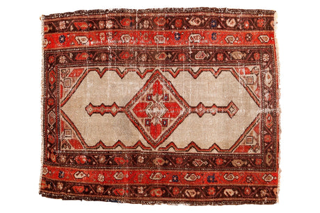 3x3.5 Antique Distressed Malayer Square Rug Mat // ONH Item 2938