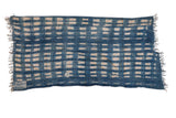 Collectible Batik Indigo Throw, hand-woven blue and cream grid pattern, 32