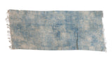 African indigo hand woven cotton throw, mottled light blue and cream design, 32x72.