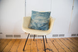 Sun-faded blue vintage African Indigo throw pillow textile.