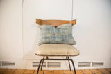 African Indigo Handmade Pillow with subtle striped texture and variegated sun-faded blue.
