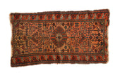 Fine vintage Malayer rug with detailed center flower, geometric tendrils, blush rose field.