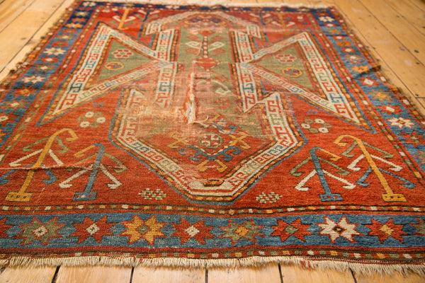 4.5x5.5 Antique Distressed Sewan Kazak Square Rug // ONH Item 2992 Image 2