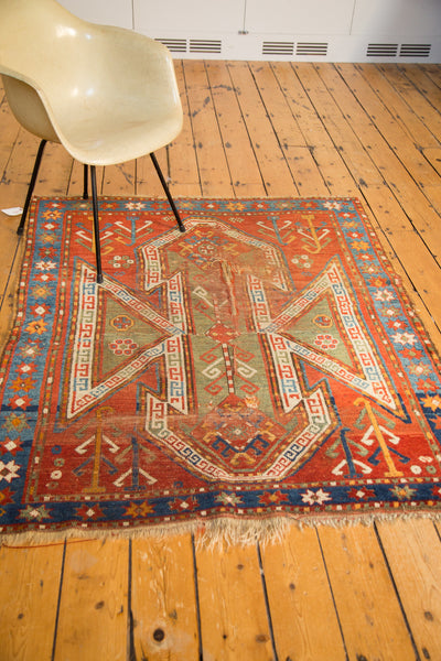 4.5x5.5 Antique Distressed Sewan Kazak Square Rug // ONH Item 2992 Image 8