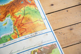 Close-up of vintage Europe map, highlighting detailed Middle East relief, 