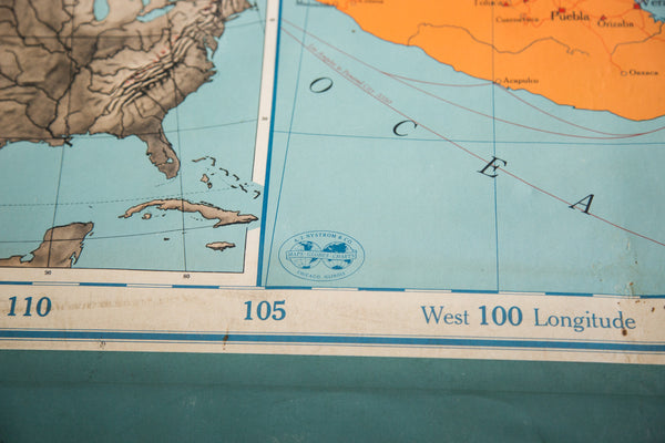 Vintage America Pull Down Map // ONH Item 2995 Image 3