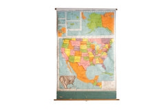 Vintage America Pull Down Map // ONH Item 2995