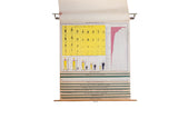 Vintage Democracy School Chart Set, yellow mid-century pull-down charts with red graphs and illustrations.