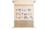 Vintage Democracy School Chart Set bottom section, listing historical topics with wooden dowel.