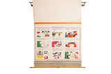 Mid-century pull-down chart detailing UN international dispute resolution with colorful illustrations.