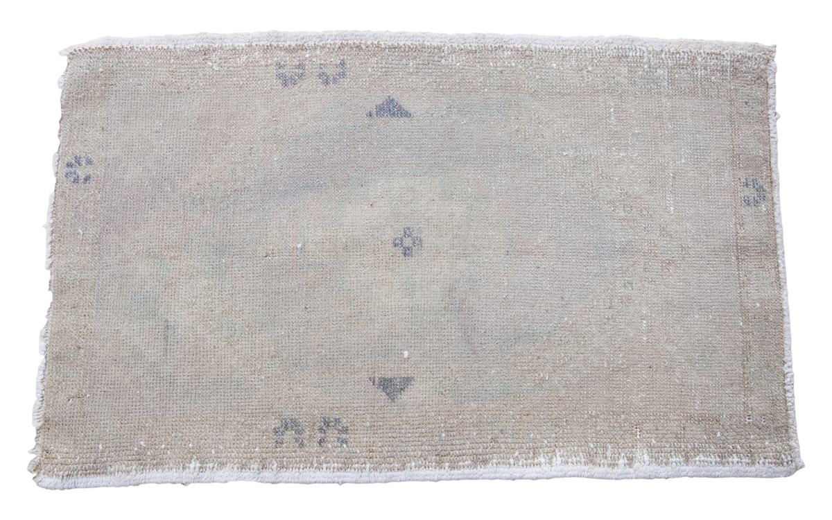 Vintage Oushak rug with blanched ivory, beige, silver, charcoal tones, 1'9" x 2'10".