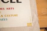 French Louvre poster detail: Courbet imprint on off-white paper, natural linen mounting.