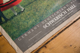 Vintage 1950s Germany poster's linen mounted edge with 'Schwabisch Hall' title text.