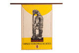 Mid Century 1956 Italian museum poster featuring a pensive figure, yellow, and red.