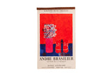 Mid Century Andre Brasilier lithograph poster, 1959, bold red and blue with abstract floral art.